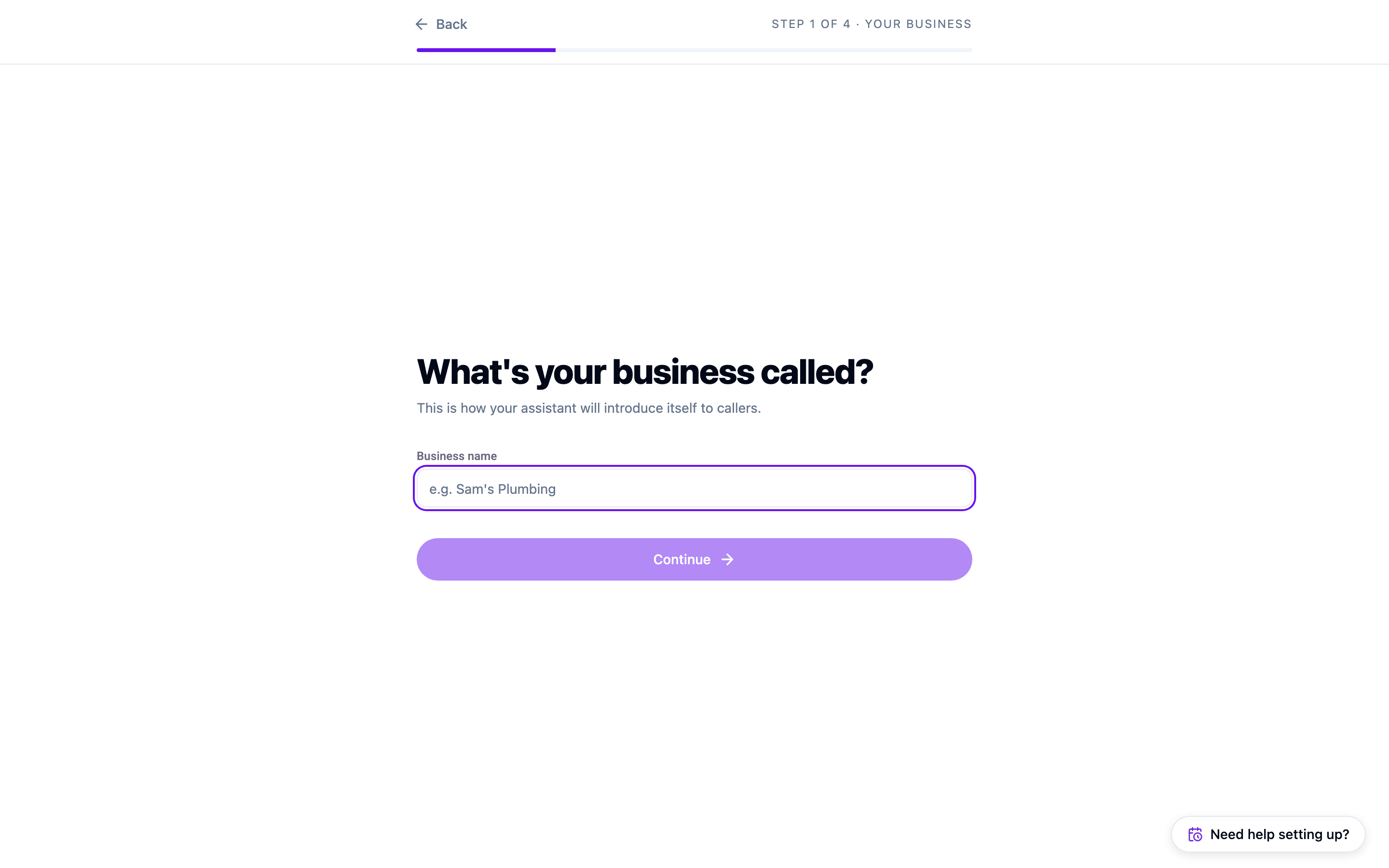 The business name step