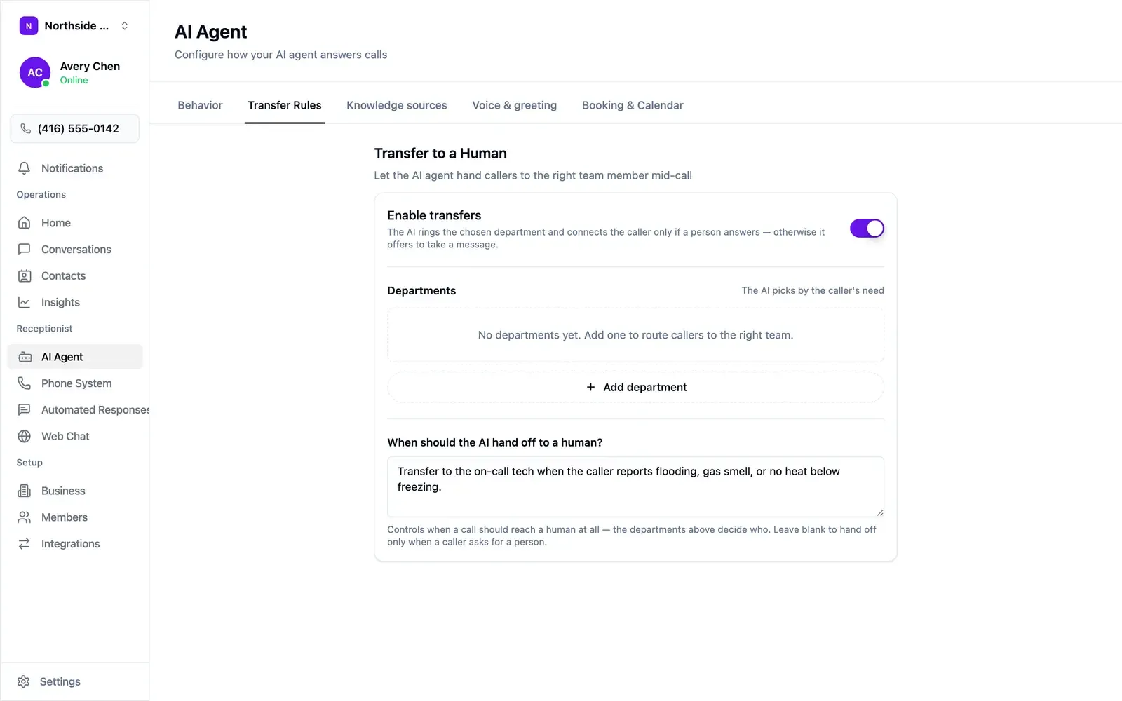 The Transfer Rules tab