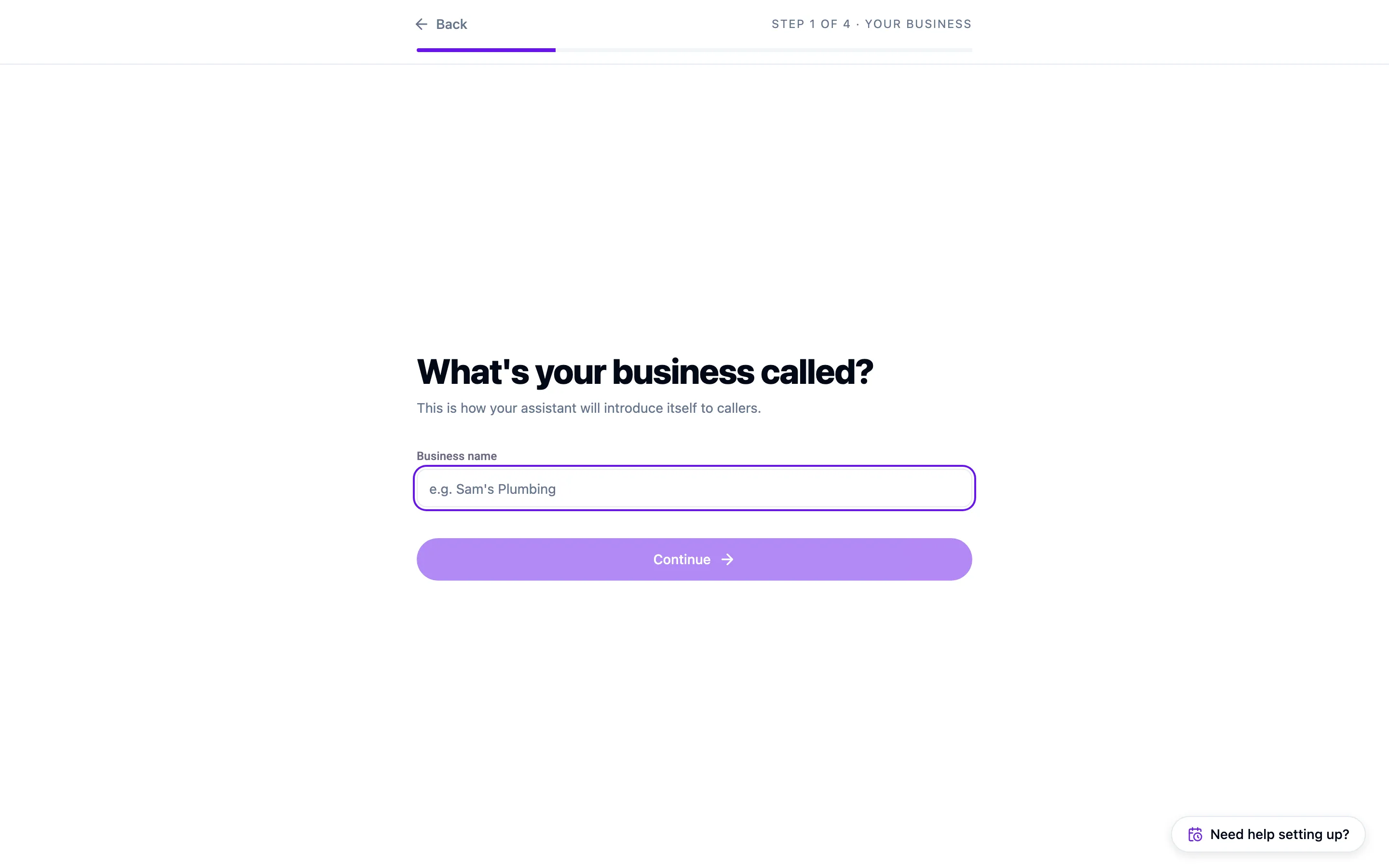 The business name step